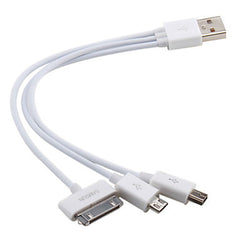 3-in-1 USB Charger Cable to 8-Pin / Micro / 30-Pin for iPhone 4/4S/5/iPad Mini/HTC/Samsung