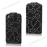 iPhone 4 4S Bling Diamond Flower Magnet Flip Leather Pouch Cover Case